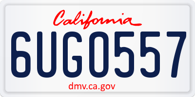 CA license plate 6UGO557