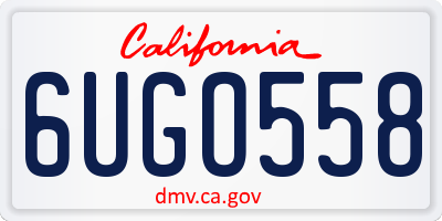 CA license plate 6UGO558