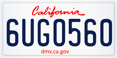 CA license plate 6UGO560