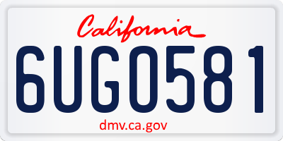 CA license plate 6UGO581