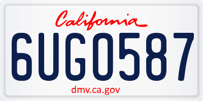 CA license plate 6UGO587