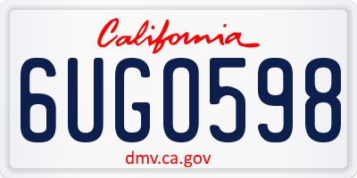 CA license plate 6UGO598