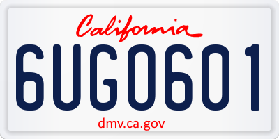 CA license plate 6UGO601