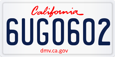 CA license plate 6UGO602
