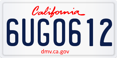 CA license plate 6UGO612