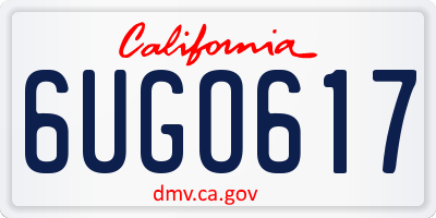CA license plate 6UGO617