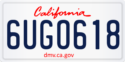 CA license plate 6UGO618