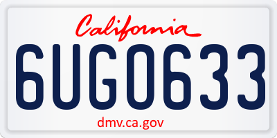 CA license plate 6UGO633