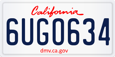 CA license plate 6UGO634