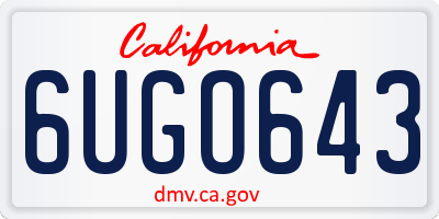 CA license plate 6UGO643