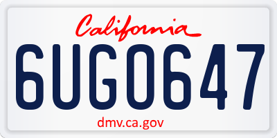 CA license plate 6UGO647