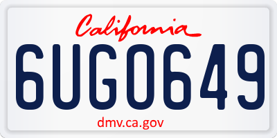 CA license plate 6UGO649