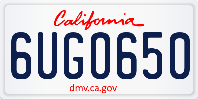 CA license plate 6UGO650