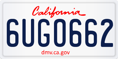 CA license plate 6UGO662