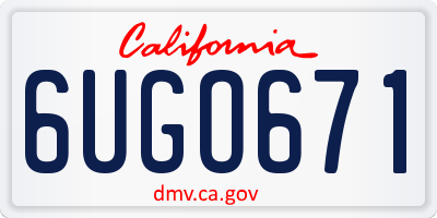 CA license plate 6UGO671