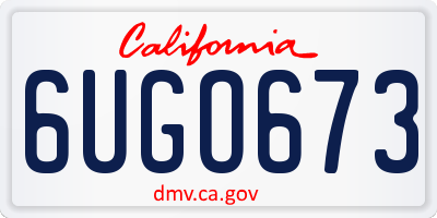 CA license plate 6UGO673