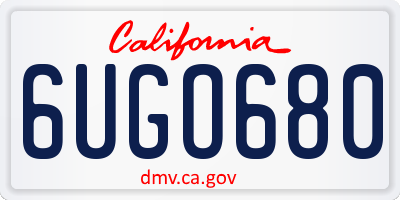 CA license plate 6UGO680
