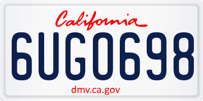 CA license plate 6UGO698