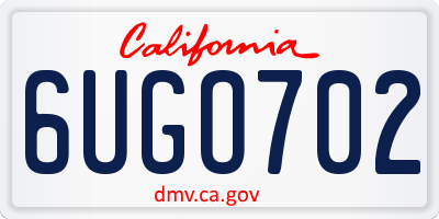 CA license plate 6UGO702