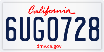 CA license plate 6UGO728