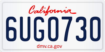 CA license plate 6UGO730