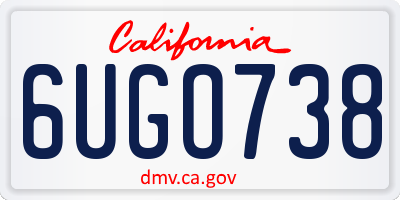 CA license plate 6UGO738