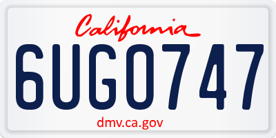 CA license plate 6UGO747