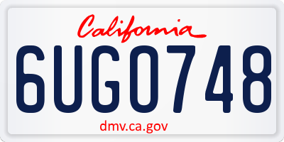 CA license plate 6UGO748