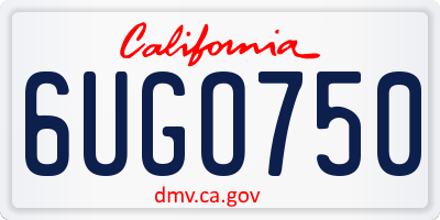 CA license plate 6UGO750