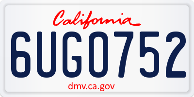 CA license plate 6UGO752
