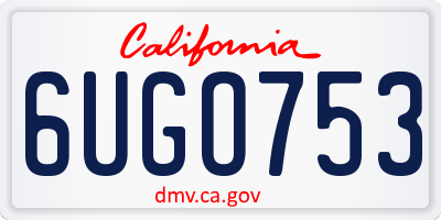 CA license plate 6UGO753