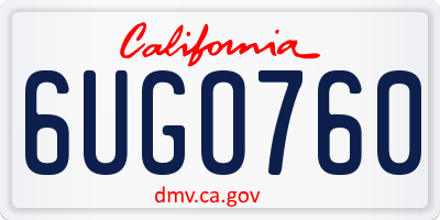 CA license plate 6UGO760