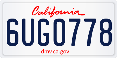 CA license plate 6UGO778