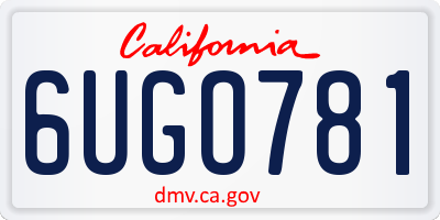CA license plate 6UGO781