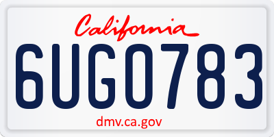CA license plate 6UGO783