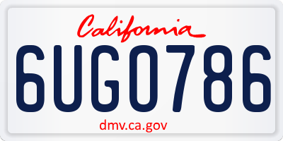 CA license plate 6UGO786