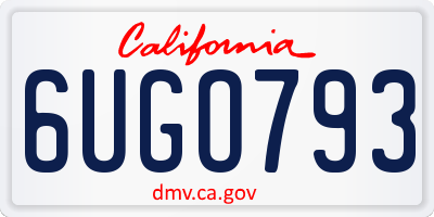 CA license plate 6UGO793