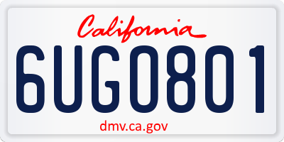CA license plate 6UGO801