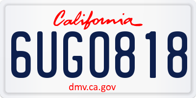 CA license plate 6UGO818