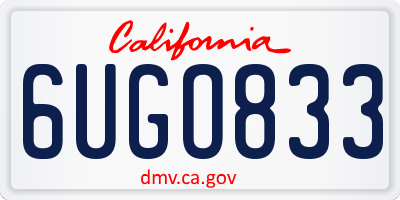 CA license plate 6UGO833