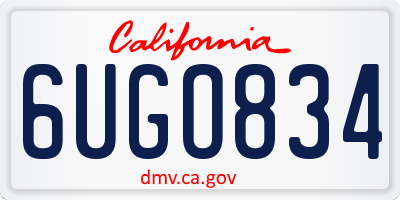 CA license plate 6UGO834