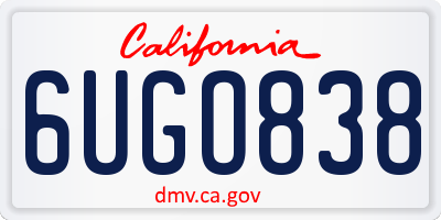 CA license plate 6UGO838