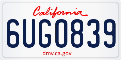 CA license plate 6UGO839