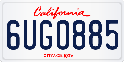CA license plate 6UGO885