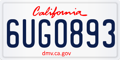 CA license plate 6UGO893