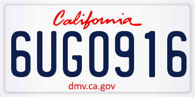 CA license plate 6UGO916