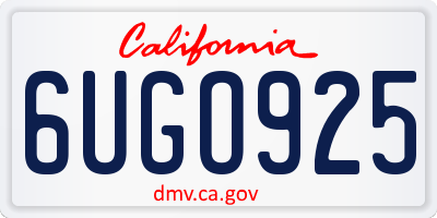 CA license plate 6UGO925
