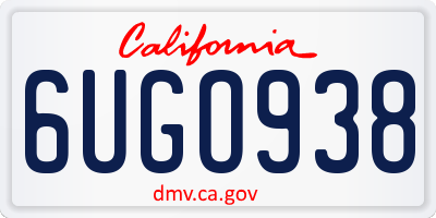 CA license plate 6UGO938