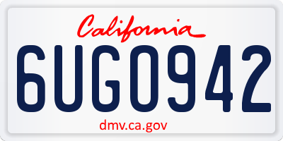 CA license plate 6UGO942