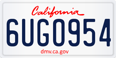 CA license plate 6UGO954